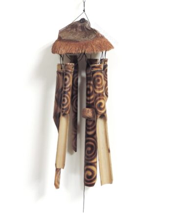 bamboo chime with coconut hair and burnt swirl design - sleepingtigerimports.com