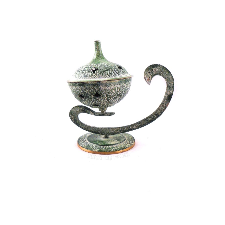 rustic green lamp cone incense burner - sleepingtigerimports.com