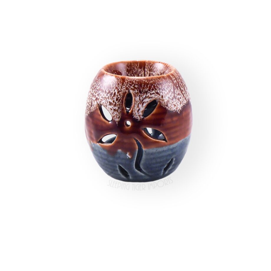 blue/brown ceramic oil burner - sleepingtigerimports.com