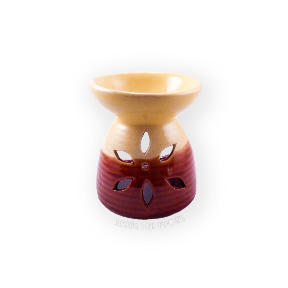 yellow/brown floral cut out oil burner - sleepingtigerimports.com