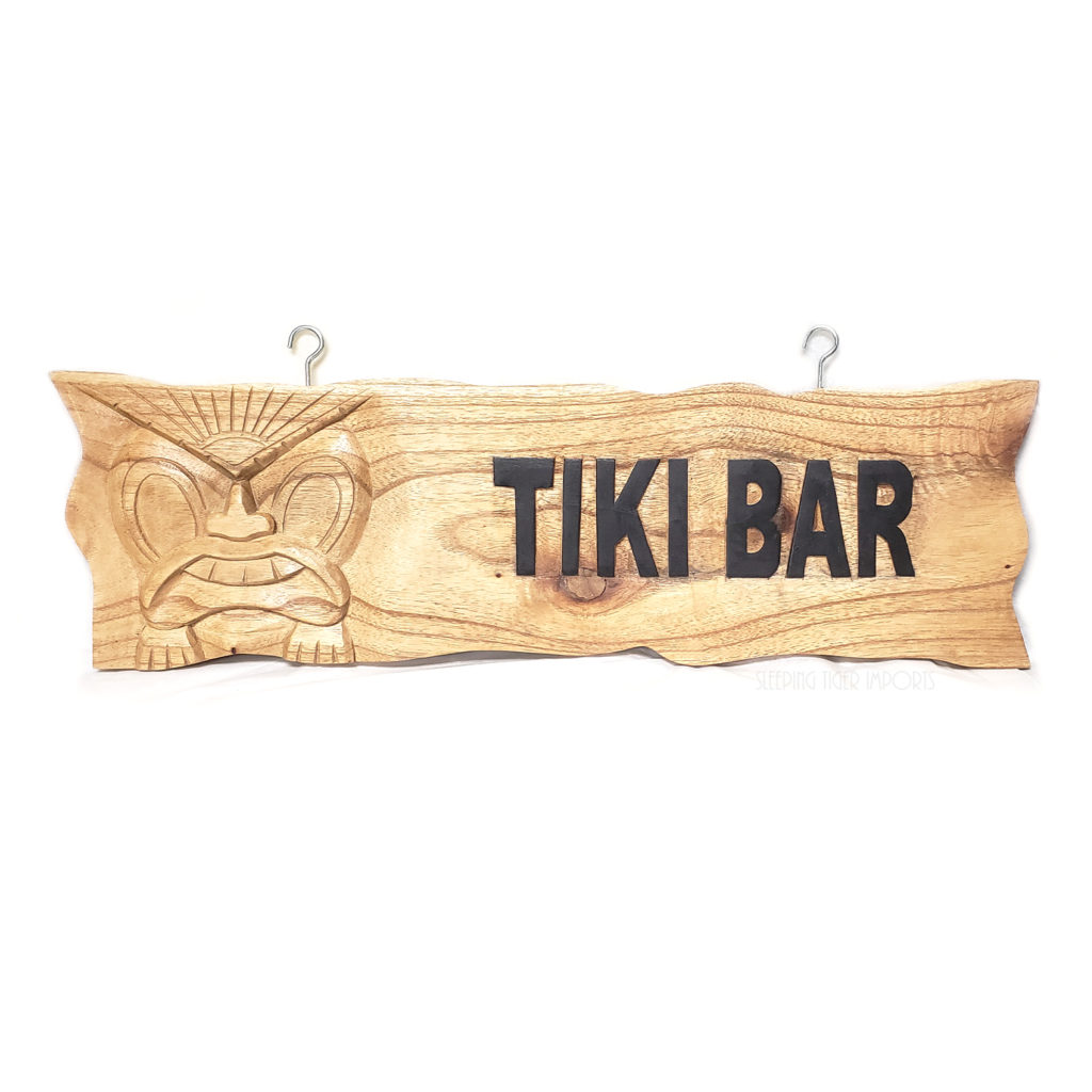 Tiki Bar Carved Wood Sign - Sleeping Tiger Imports