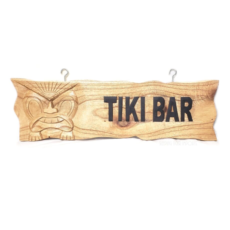 tiki bar carved wood sign - sleepingtigerimports.com