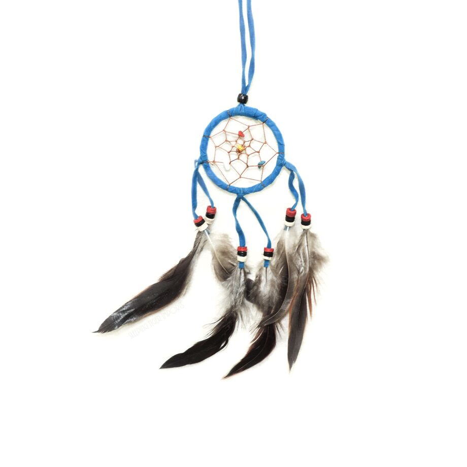 small 2 inch leather dream catcher with beads - sleepingtigerimports.com