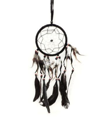 4 inch leather dream catcher with plastic beads and feathers - sleepingtigerimports.com