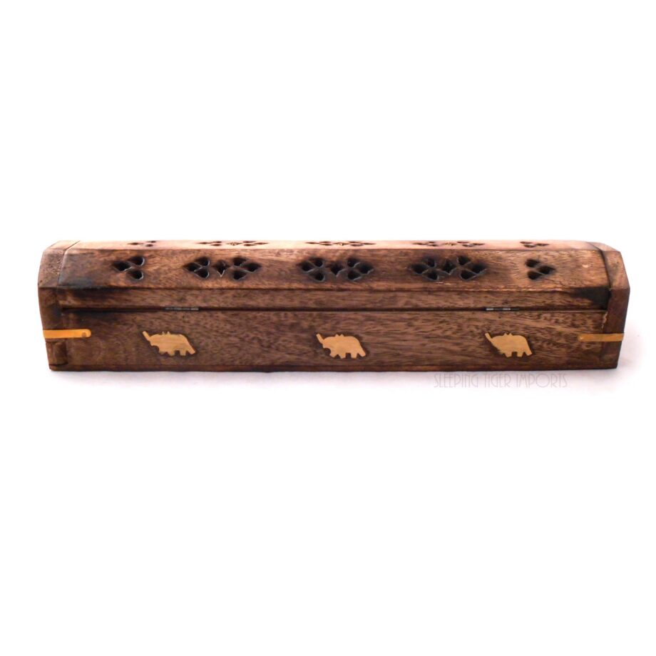 Elephant wood coffin box incense burner - sleepingtigerimports.com