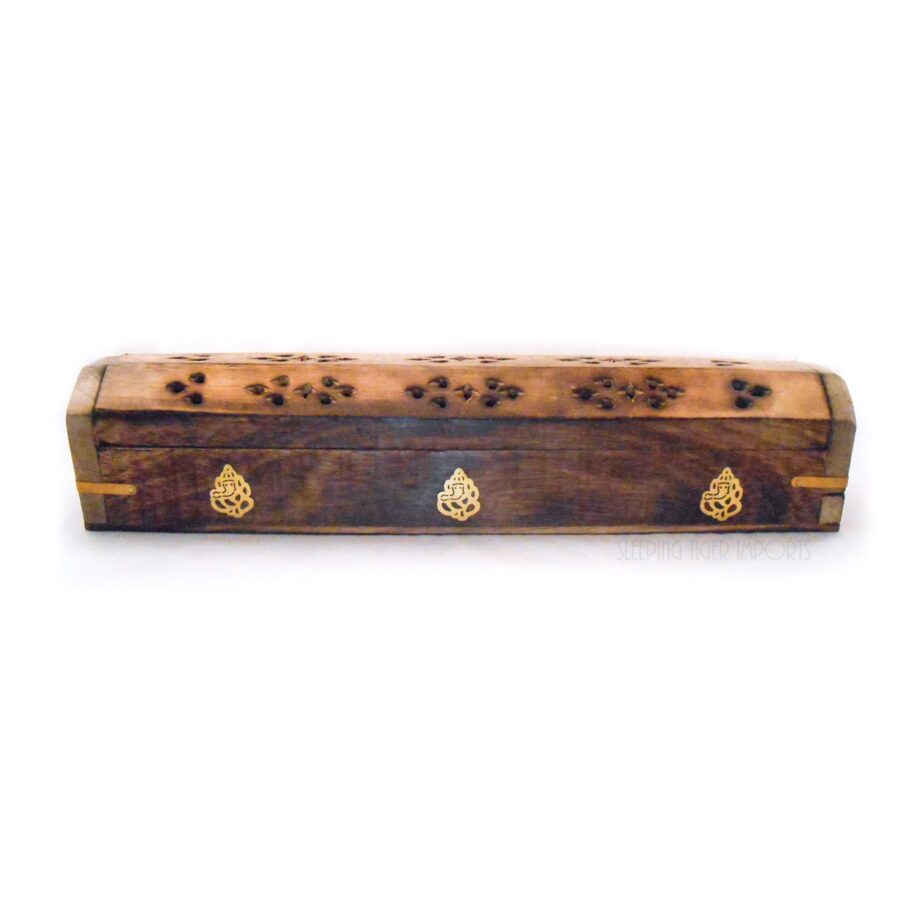 Ganesh wooden coffin box incense burner - sleepingtigerimports.com