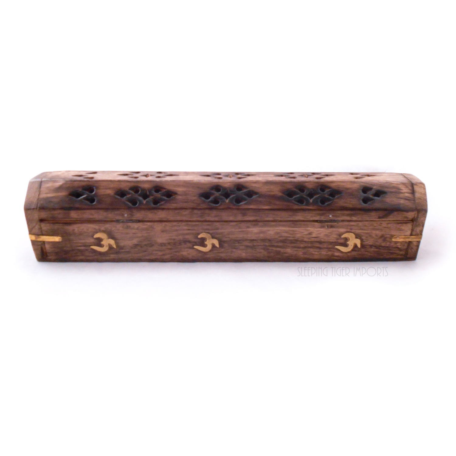 Ohm wood coffin box incense burner - sleepingtigerimports.com