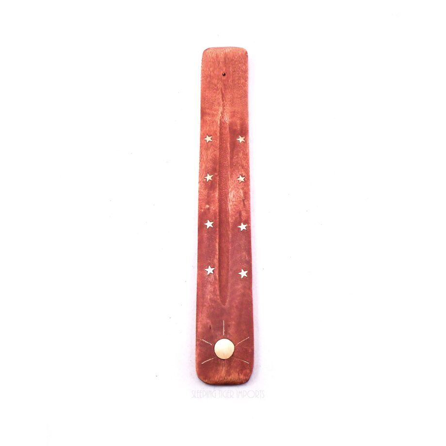 wooden sun brass inlay incense board - sleepingtigerimports.com