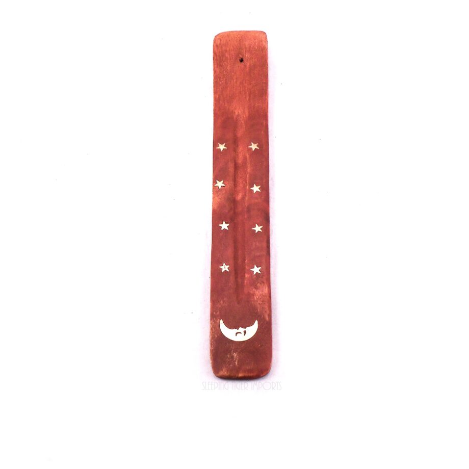 wooden incense burner with moon and stars - sleepingtigerimports.com