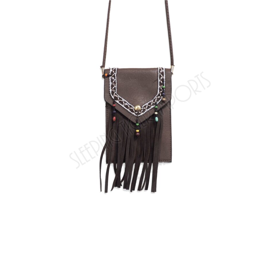 small passport purse with leather tassels and beads - sleepingtigerimports.com