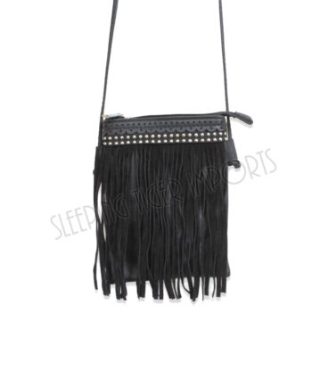 leather phone carrier with studs and tassels - sleepingtigerimports.com