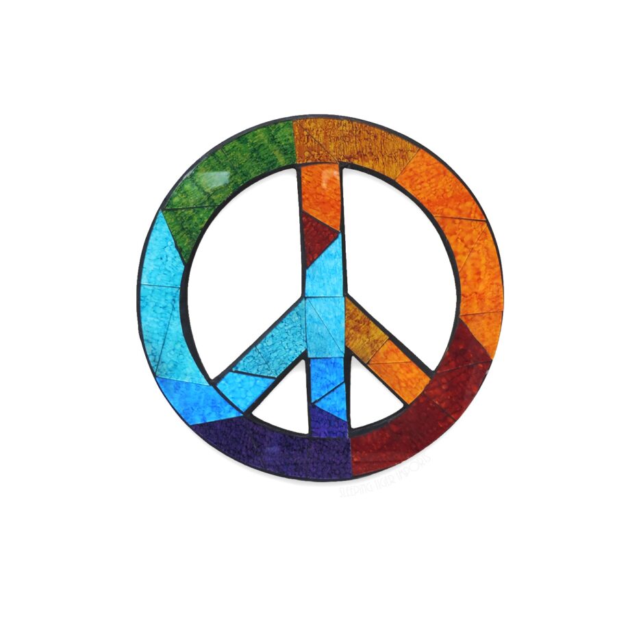 Rainbow peace sign mosaic mirror - sleepingtigerimports.com