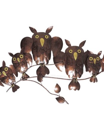 bronze owl family metal wall hanging art - sleepingtigerimports.com