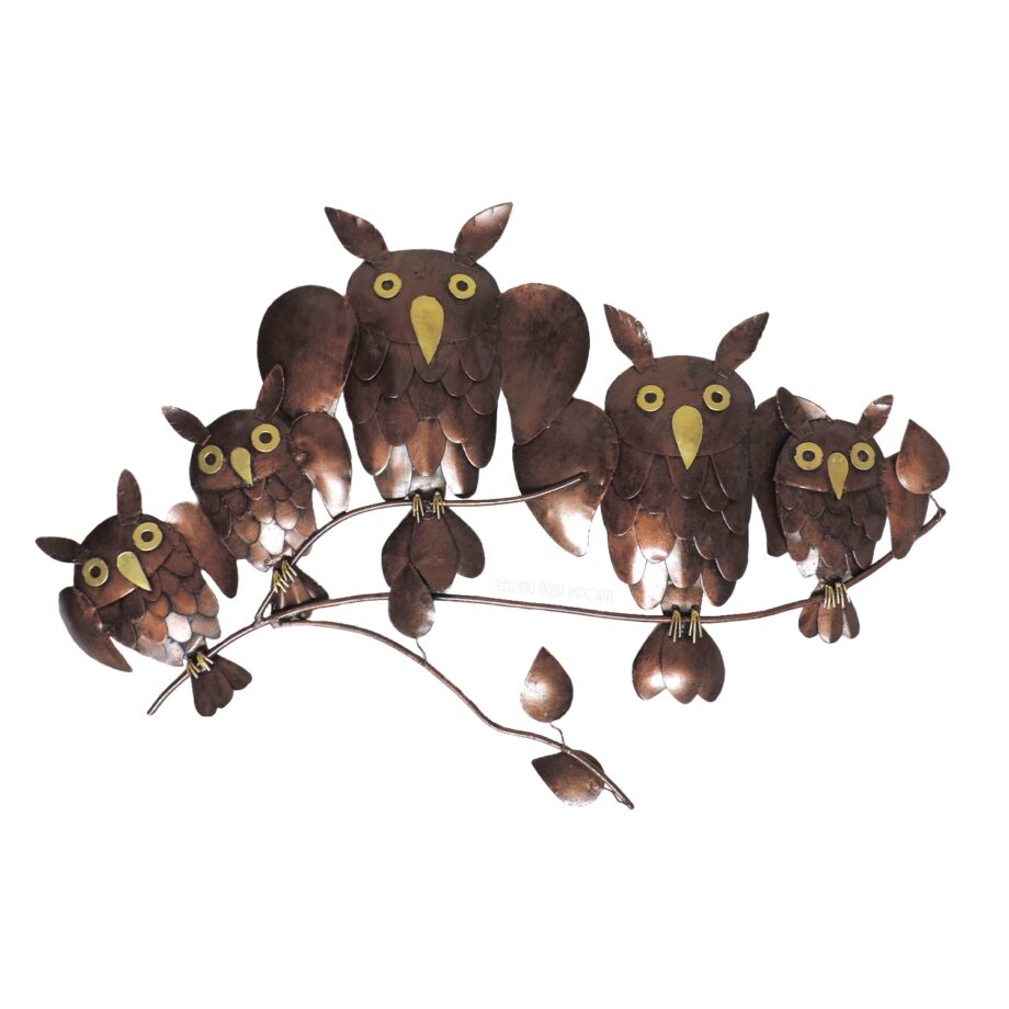 bronze owl family metal wall hanging art - sleepingtigerimports.com