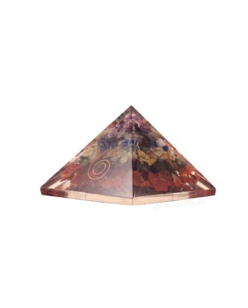 Orgonite pyramid with multi crystals and copper spiral wire - sleepingtigerimports.com