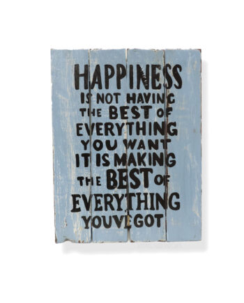 Happiness is painted wood plank sign - sleepingtigerimports.com
