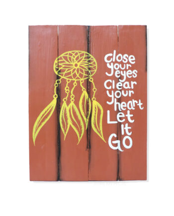 Close your eyes dream catcher painted wood plank sign - sleepingtigerimports.com