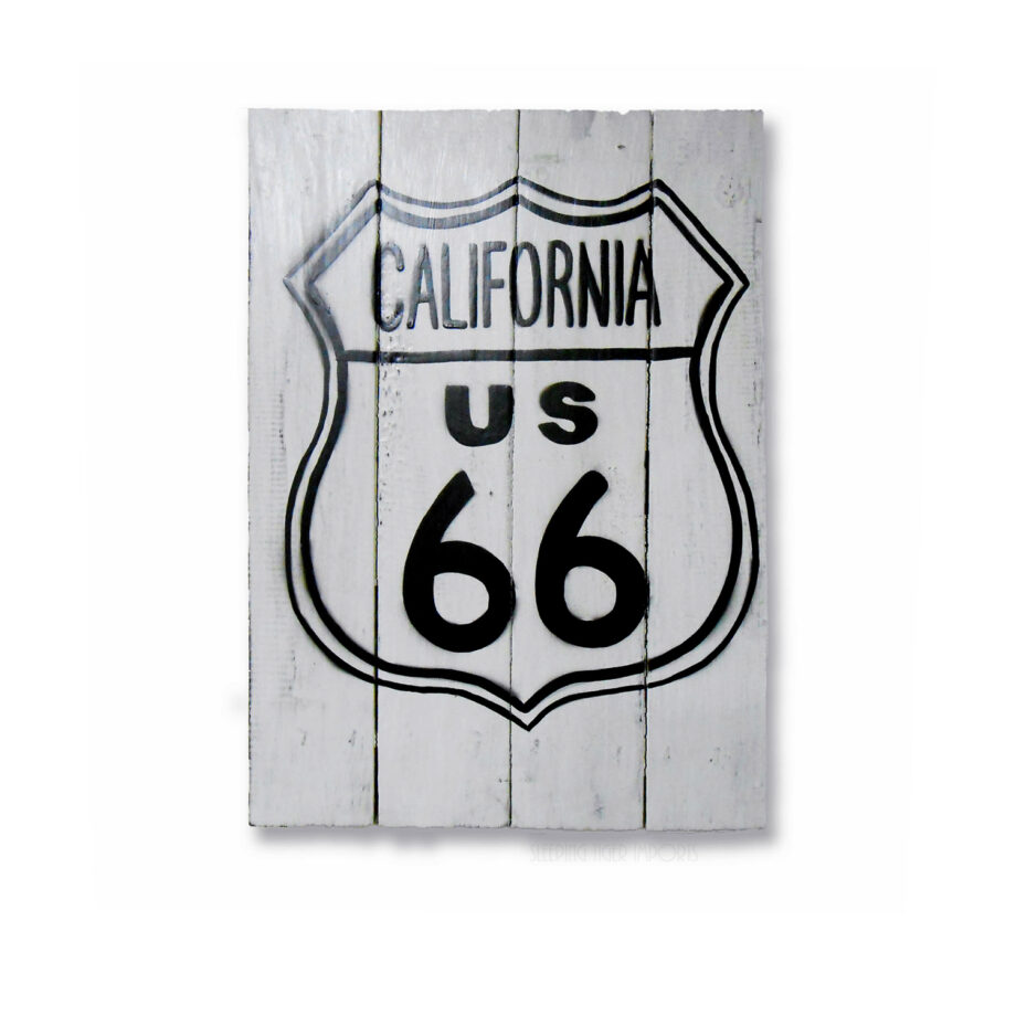 California US 66 painted wood plank sign - sleepingtigerimports.com