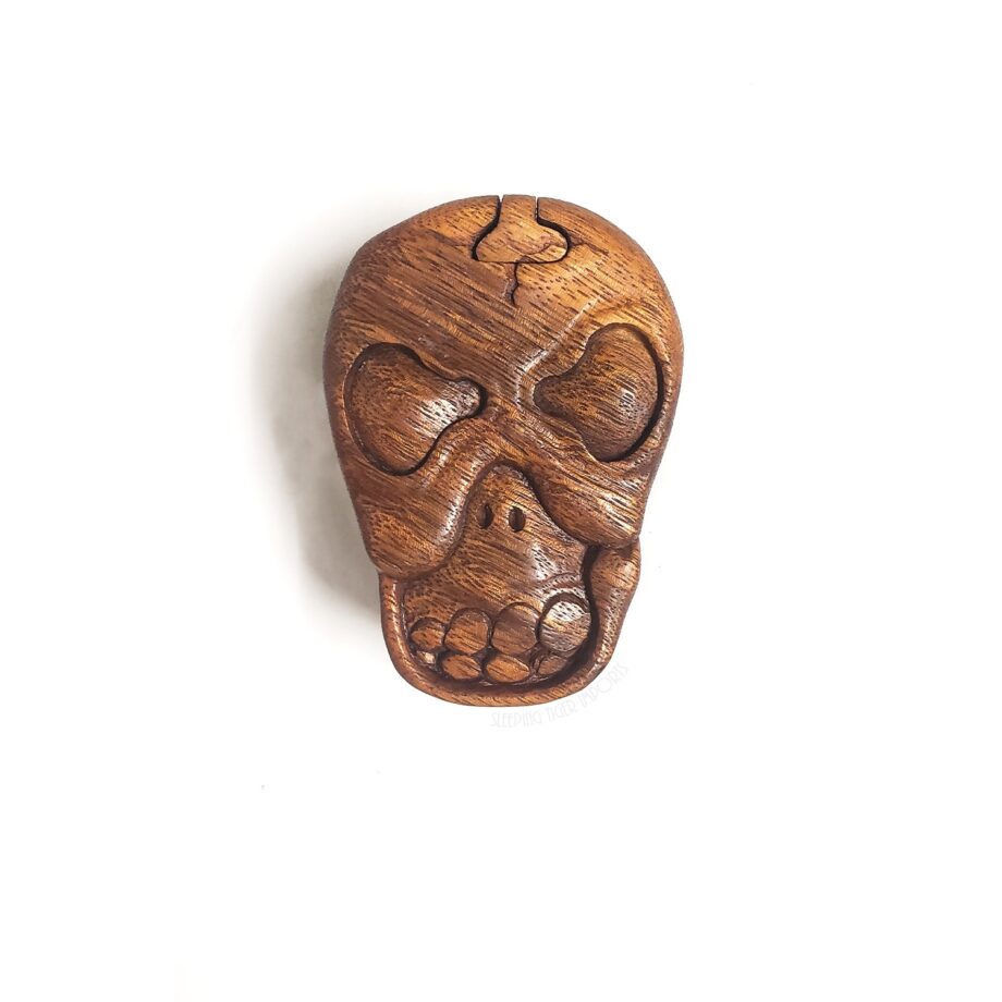 carved wood skull puzzle box - sleepingtigerimports.com