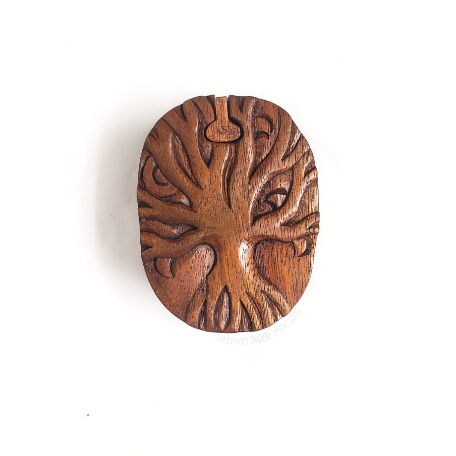 Carved Tree Wooden Puzzle Box - sleepingtigerimports.com