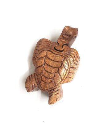 Carved wooden turtle puzzle box