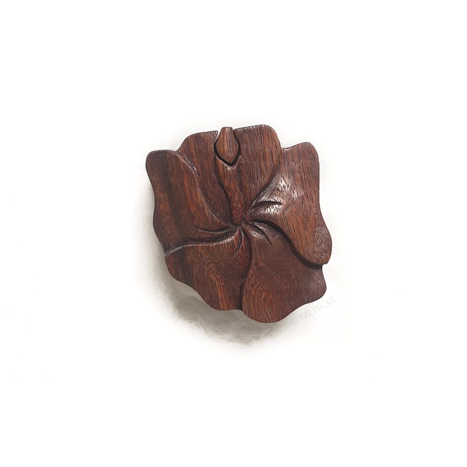 Wood carved flower puzzle box - sleepingtigerimports.com