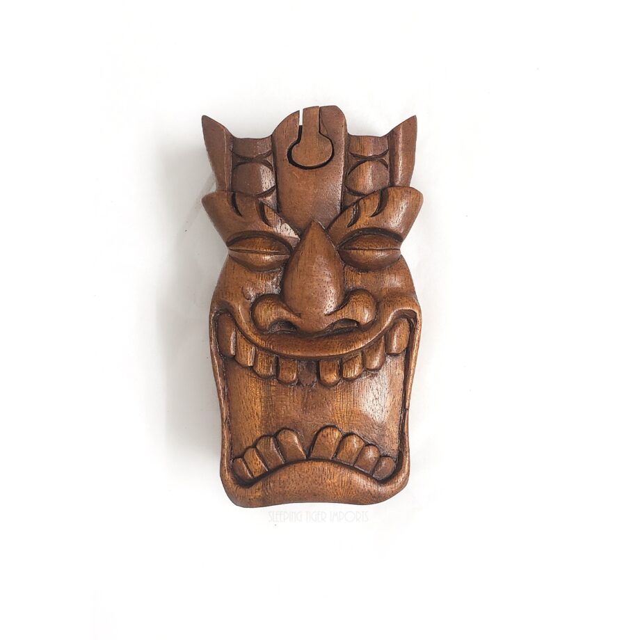 carved wood tiki puzzle box - sleepingtigerimports.com