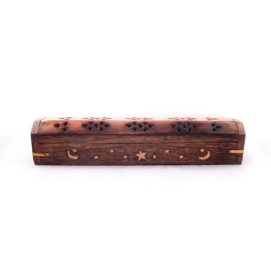 star and moon wooden coffin box incense burner - sleepingtigerimports.com