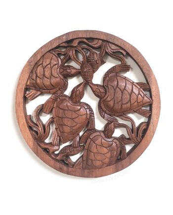 sea turtle carved wood plaque - sleepingtigerimports.com