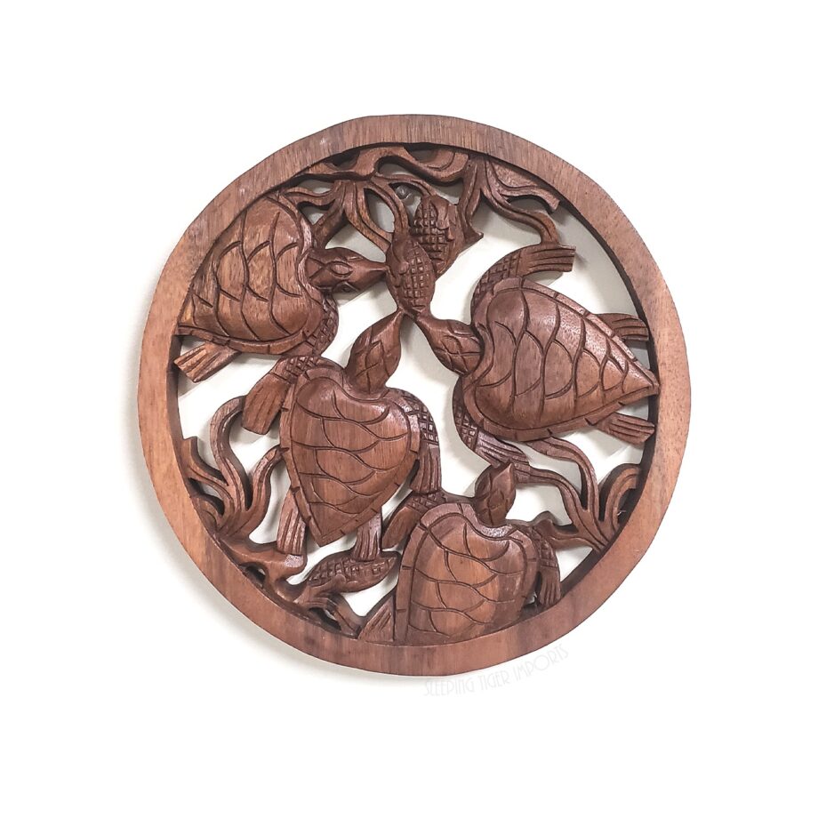 sea turtle carved wood plaque - sleepingtigerimports.com