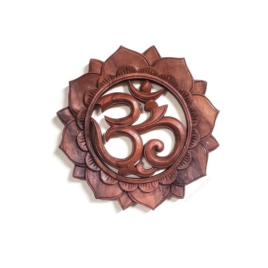 Carved wood om plaque - sleepingtigerimports.com