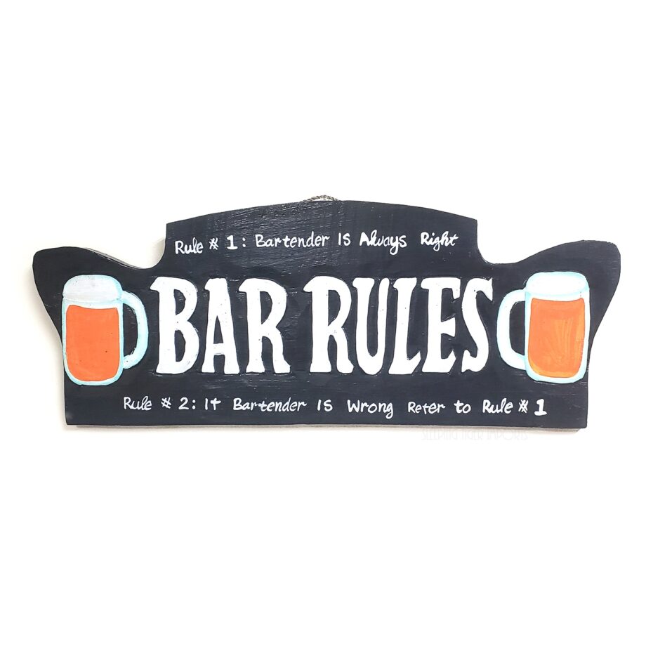 Bar rules wood sign - sleepingtigerimports.com