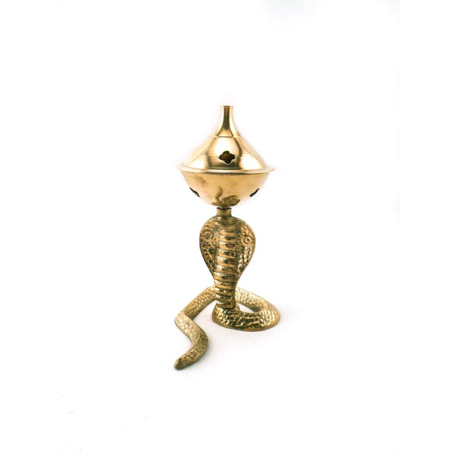 gold brass cobra cone incense burner - sleepingtigerimports.com