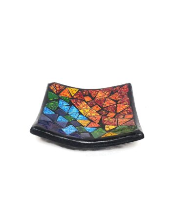 Rainbow Mosaic Candle Plate - sleepingtigerimports.com
