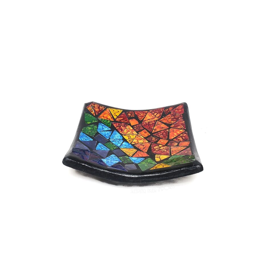 Rainbow Mosaic Candle Plate - sleepingtigerimports.com