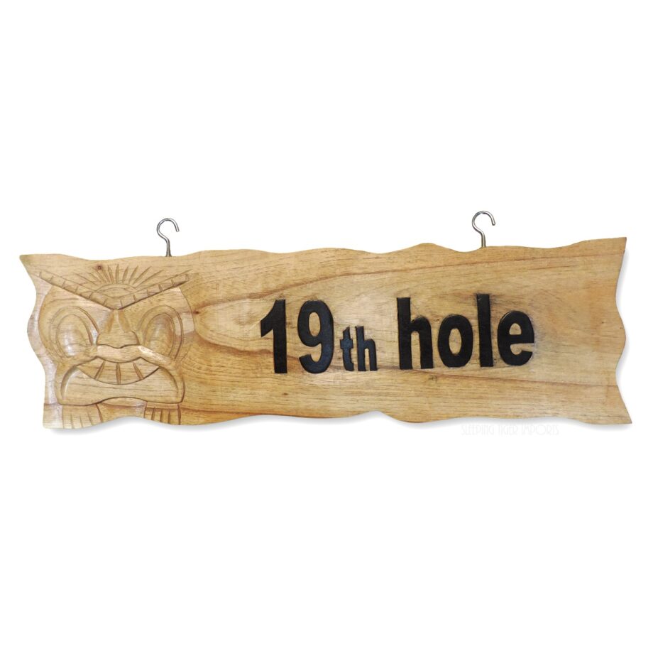 The 19th Hole carved wood sign - sleepingtigerimports.com