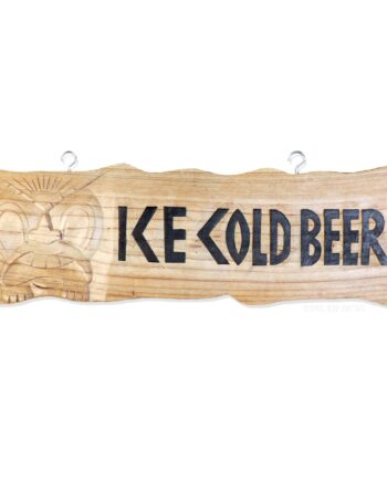 Ice cold beer carved wood sign - sleepingtigerimports.com