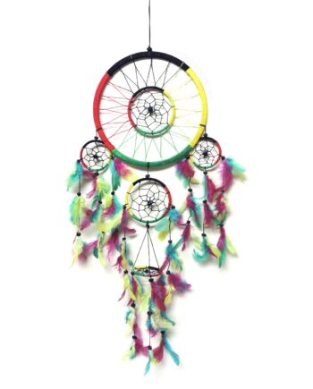 Large Rasta inspired dream catcher with 4 tiers - sleepingtigerimports.com