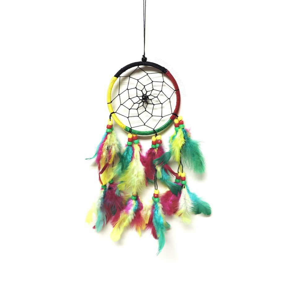 small rasta inspired dream catcher with beads - sleepingtigerimports.com