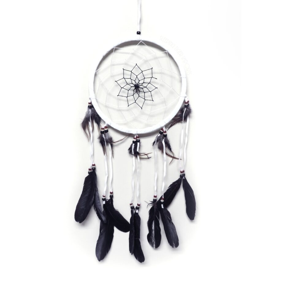 8 inch leather dream catcher with beads - sleepingtigerimports.com