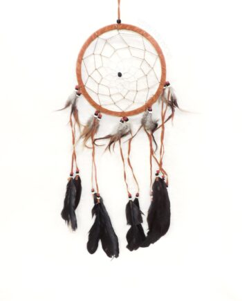 6 inch leather dream catcher with plastic beads and feathers - sleepingtigerimports.com