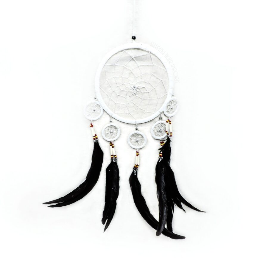 6 inch leather dream catcher with 5 mini tiers - sleepingtigerimports.com