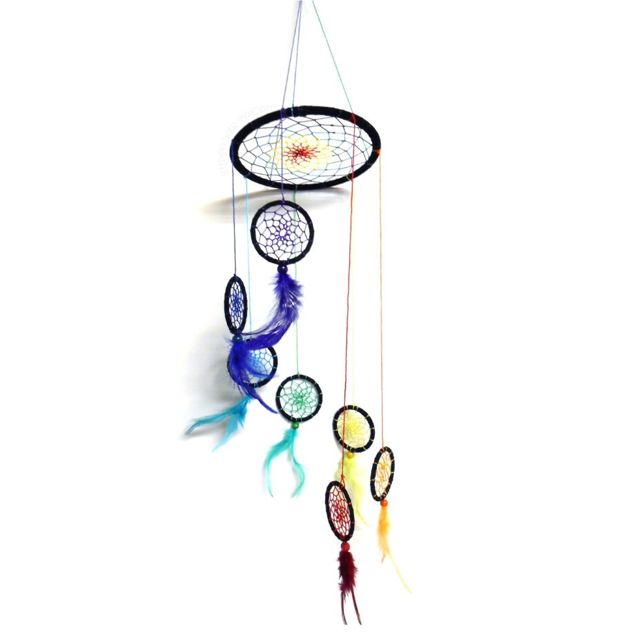 black rainbow sued dream catcher - sleepingtigerimports.com