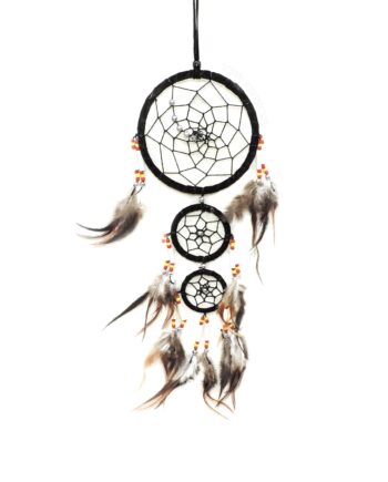 4 inch leather dream catcher 3 tier with silver beads - sleepingtigerimports.com