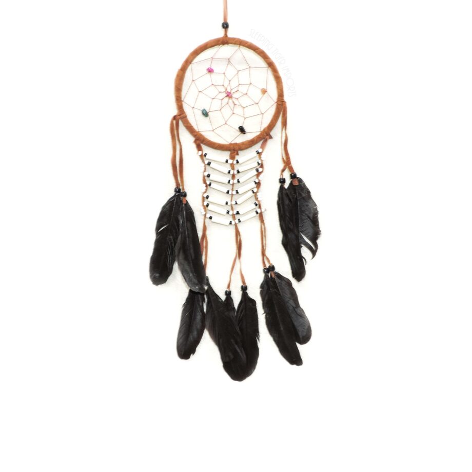 4 inch leather dream catcher with bone beads - sleepingtigerimports.com