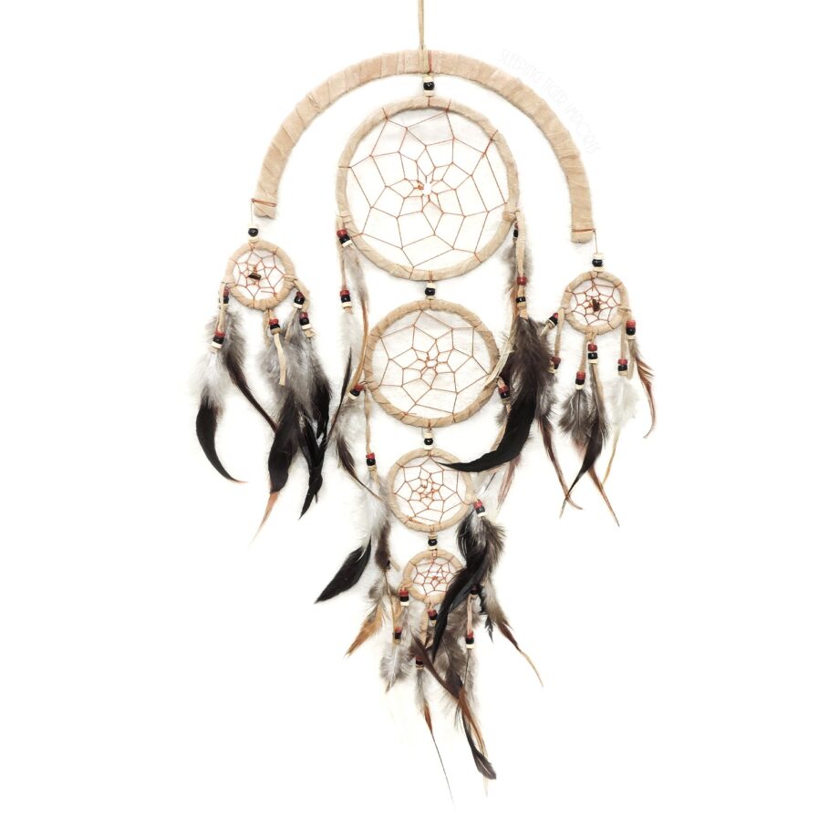 8inch crescent 6 tier leather dream catcher - sleepingtigerimports.com