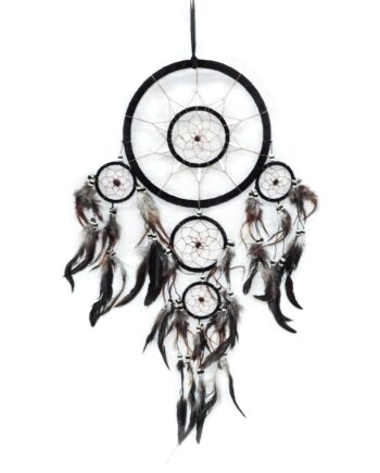9inch leather dream catcher with 4 tiers and bone beads - sleepingtigerimports.com