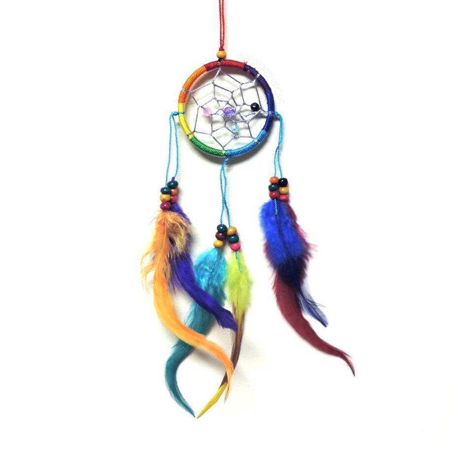 2inch rainbow dream catcher with beads - sleepingtigerimports.com