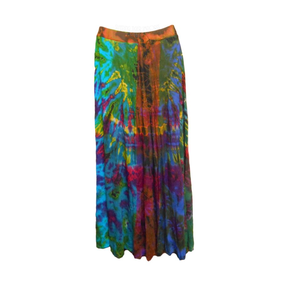 long tie dye pleated skirt - sleepingtigerimports.com