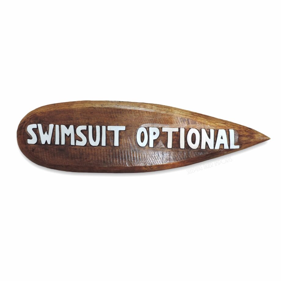 Swimsuit Optional wood surfboard sign - sleepingtigerimports.com